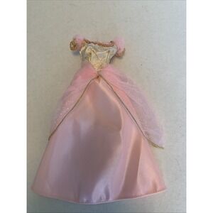 1996 Barbie Princess Light Pink Dress Gold Trim Sparkling Overlay Skirt Mattel